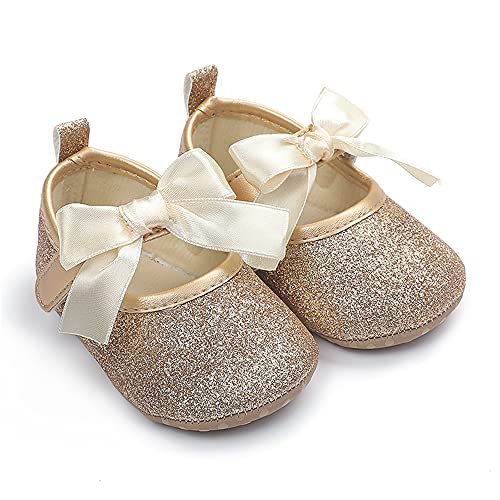 Timatego Baby Girl Mary Jane Flats Lace Bow Non-Slip Soft Sole Newborn First Walker Wedding Princess Party Dress Shoes4