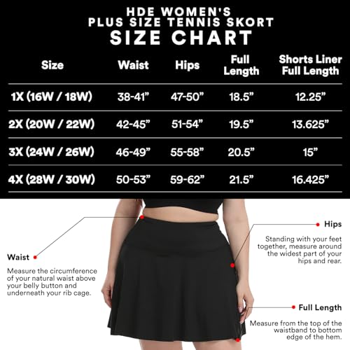 HDE Women's Plus Size Tennis Skort Pleated Athletic Golf Skirt with Shorts3