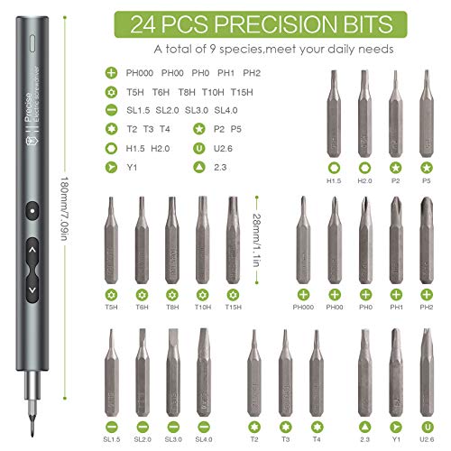 Keekit Precision Electric Screwdriver, 28 In 1 Portable Power Screwdriver With 24 Bits, Rechargeable Repair Tool Kits With Usb Charging, 3 Led Light For Phones, Camera, Laptop #TOP1