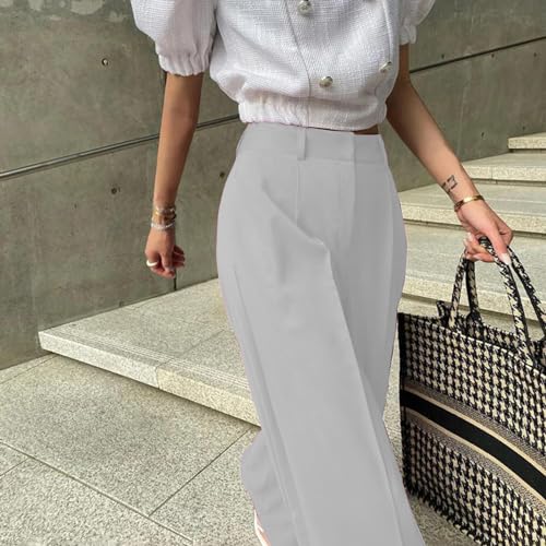 Image of Aahwan Solid Dark Green Loose Fit Wide Legs Korean Baggy High Rise Pants for Women's & Girls' with Pocket