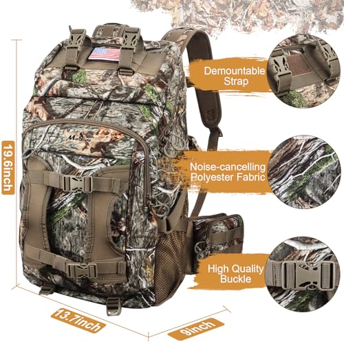 MoiShow Hunting Backpack, Outdoor Hunting Pack with Rifle Holder, Hunting Backpacks for Men, Hunting Bag with Waterproof Rain Cover - Thumbnail 3