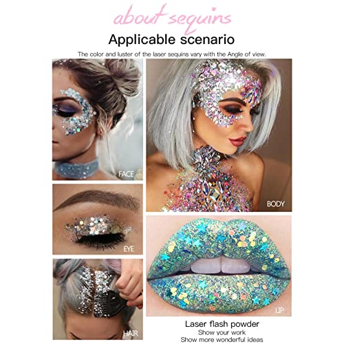 2 Pcs 30ml Glitter Gel | 6 Peças Corpo Glitter Cola para Pele,Body Glitter Lantejoulas Líquido, Glit