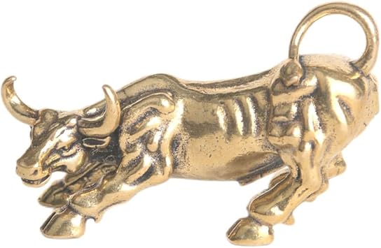 Hemobllo Vintage Brass Cattle Statue 1.85 X 0.55 X 1.14 in