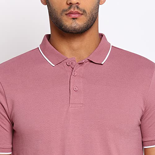 Image of Wrangler Men Dark Coral Solid Regular Fit T-Shirt
