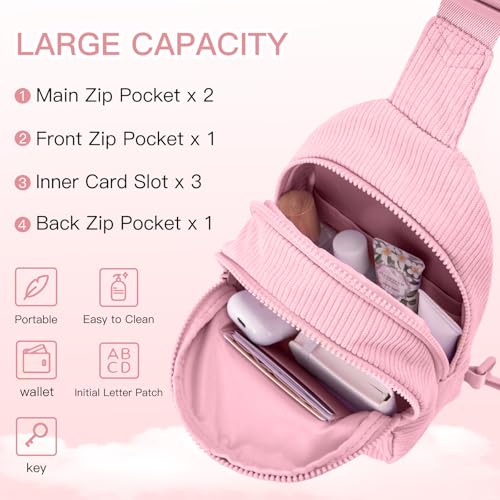 Image of Viverte Small Corduroy Sling Bag Initial Crossbody Bag Fanny Pack for Girls Personalized Birthday Gifts for Teen Girls Gifts