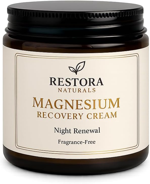 Magnesium Recovery Cream Fragrance Free- Muscles Relief, Relaxation & Sleep Support- Fast Absorbing Topical Magnesium Lotion for Sore Muscles & Nighttime Recovery