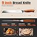 TUO Bread Knife, 9 inch Sharp Serrated Slicing Knife for Homemade Sourdough Bread, High Carbon German Steel, Ergonomic Handle, Gift Box Included