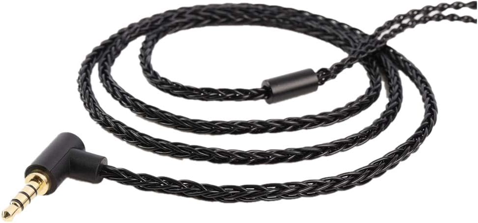 JCALLY Headphone Cable, Replacement wire Oxygen-Free Copper Upgrade 5N OFC Headphone Wire 8 Shares 0.78mm 2pin connector Earphone 3.5mm Wire with Microphone iem cable with microphone (Black 0.78mm)