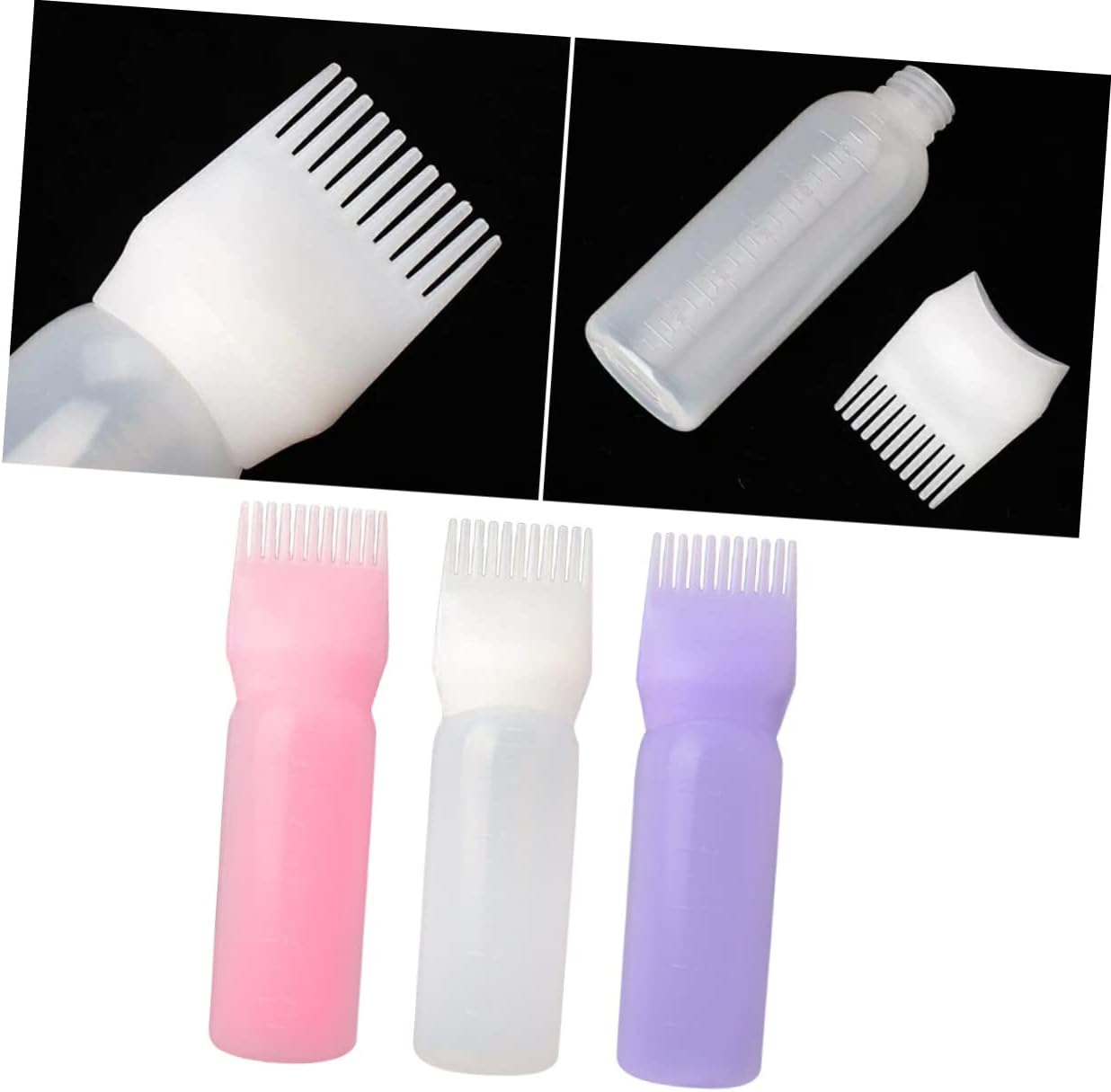 2 Pack Hair Salon Comb Applicator Bottles for Hair Dye and Perm Use