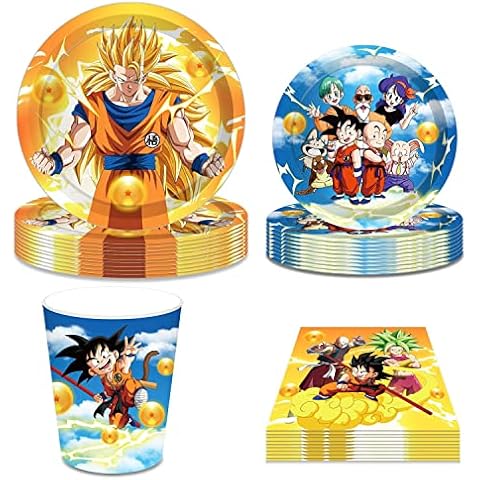 Newtic Dragon Ball Birthday Decoration, 44 Pieces Dragon Ball Party Decoration Supplies, Dragon Ball Party Tableware Set, Including Plates, Cups, Napkins Cover