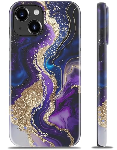 Goodon for iPhone 13 Mini Case - Wireless Charging - Dual-Layer Hard Shell & Silicone Cover - Protective Phone Case with Cute Wildflower Designs for Women - Mystic Goldstream - image 1
