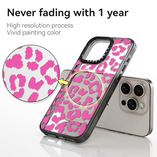 Coque iPhone 15 Pro protection antichoc motif amusant léopard rose