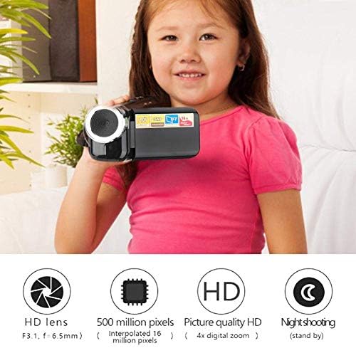 Digital Video Camera, Video Camera Toy for Kids Camcorder Recorder 16X Digital Zoom Camcorder for Kids Gifts Photograph(Batteries Not Included)(Black)