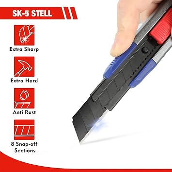 WorkPro WP212022 18 mm Heavy Duty Aluminum Case Utility Knife + 10 Replacement Knives
