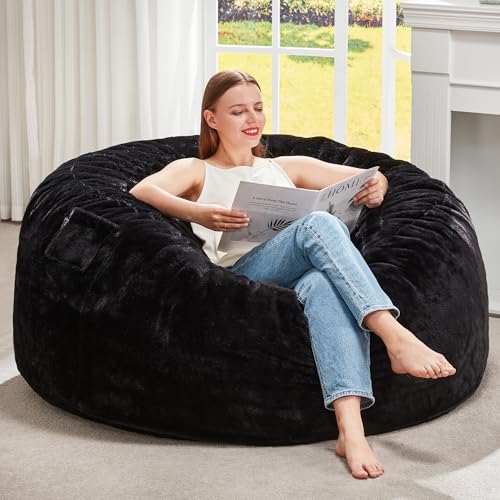 Image of Hobestluk Bean Bag Chair for Adult Giant Beanbag with Filler Black 3FT