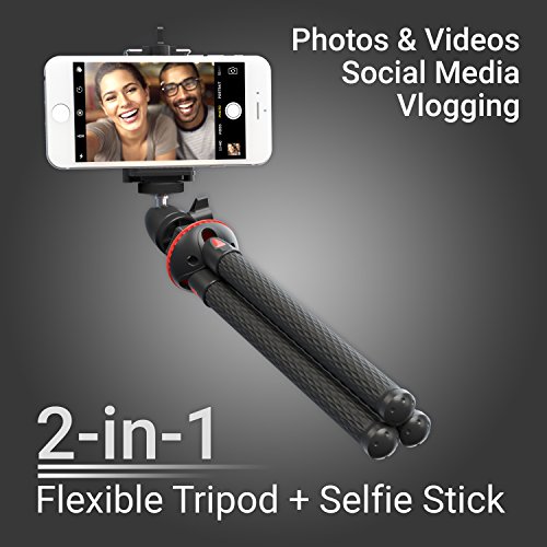 Xenvo SquidGrip Flexible Cell Phone Tripod and Portable Action Camera Holder - Compatible with iPhone, GoPro, Android, Samsung, Google Pixel and All Mobile Phones