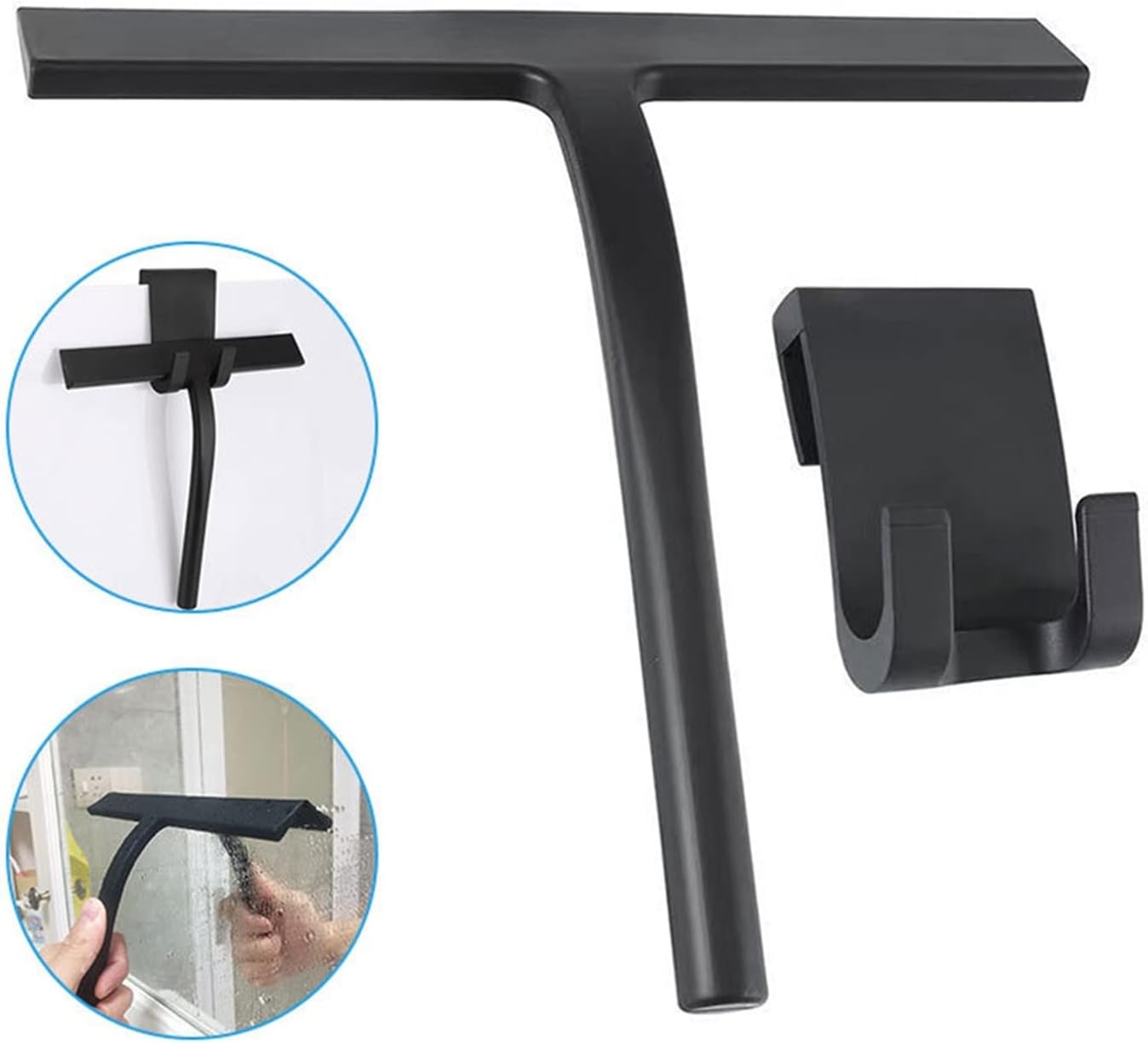 Glass Wiper Scraper Cleaner-Shower Window Scraper with Silicone Blade Holder Hook for Bathroom Kitchen Car Glass Cleaning Accessories image 4