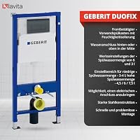 Lavita WC Set: Duofix Basic Vorwandelement + Lavita Wand Tiefspül WC Versoni Black Spülrandlos Tornado Spülsystem + WC Sitz mit Absenkautomatik + Bedienplatte Delta 25 Schwarzer Knopf Komplettset – Ansicht 5