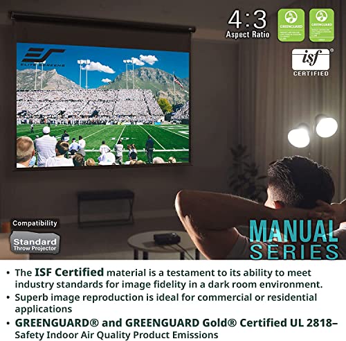 Elite Screens Manual Series, 106-INCH 16:9, Pull Down Manual Projector Screen with AUTO LOCK, Movie Home Theater 8K / 4K Ultra HD 3D Ready, 2-YEAR WARRANTY, M106UWH, Black
