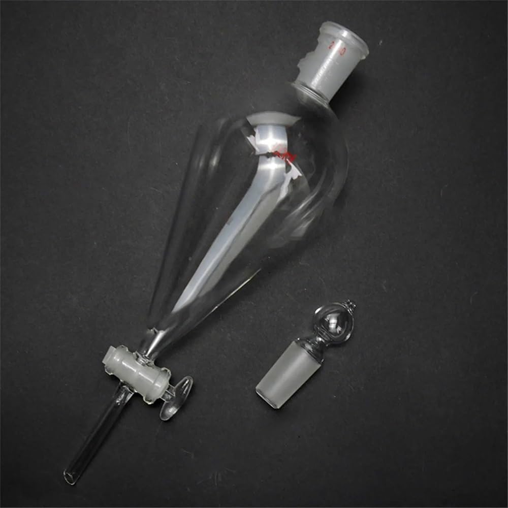 Embudo de separación de vidrio 24/29 de 500 ml, tubo de goteo recto con cristalería de laboratorio