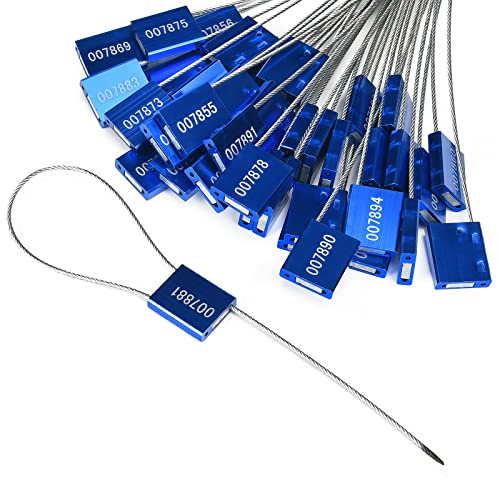 Sello de cable de alta seguridad, bloqueo a prueba de manipulaciones para contenedores de carga y remolques, alambre de acero autoblocante, número de serie único, paquete de 100