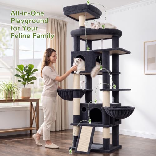 Image of Globlazer 81in Cat Tree for Large Cats, Extra Tall Tower, F81H, Dark Grey