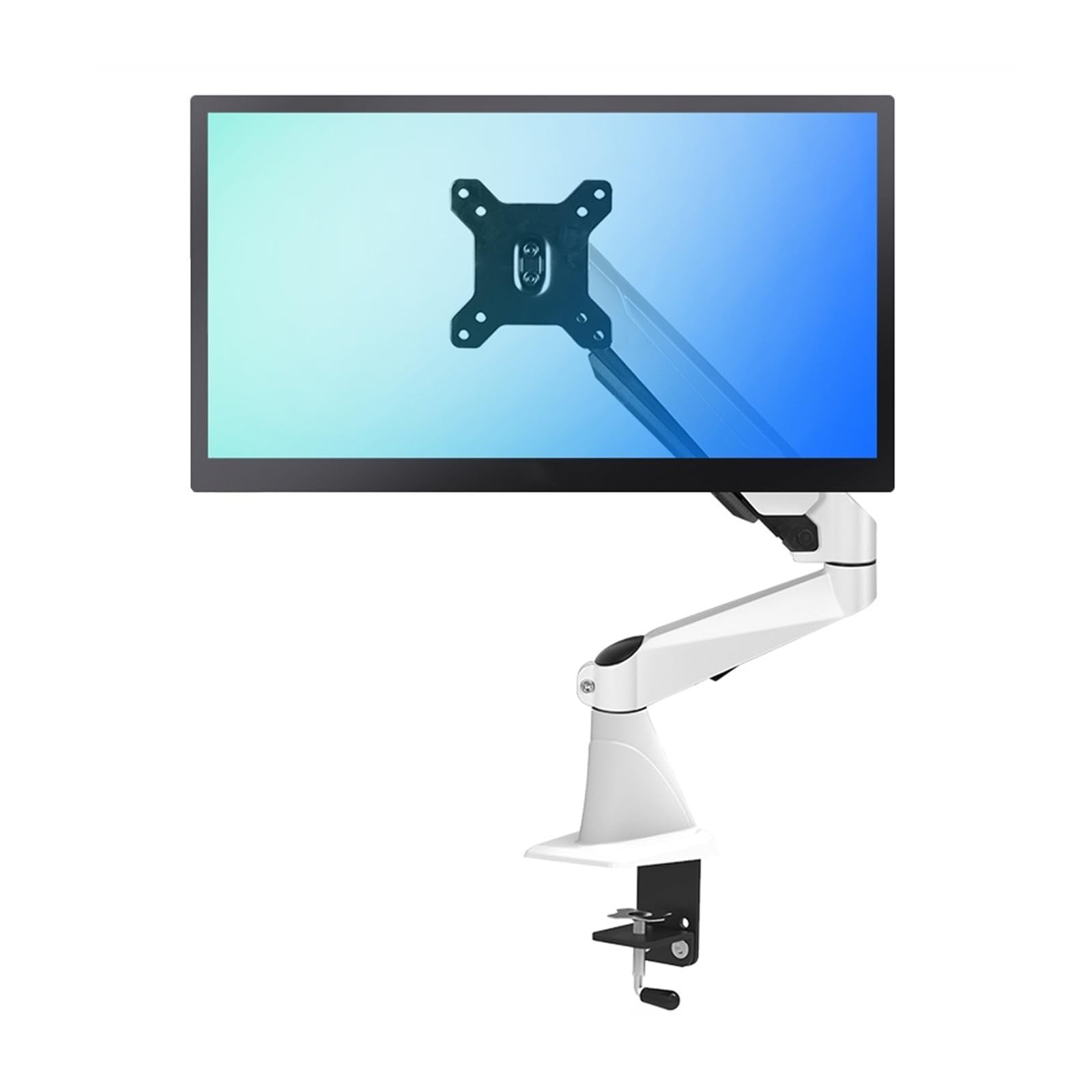 Aioneer Monitor Arm Single Monitor Desk Mount For Most 15"-27" Screens, Aluminum Single Monitor Arm With Grommet Base, Adjustable Gas Springs Monitor Mount, 75/100Mm Monitor Moun-White