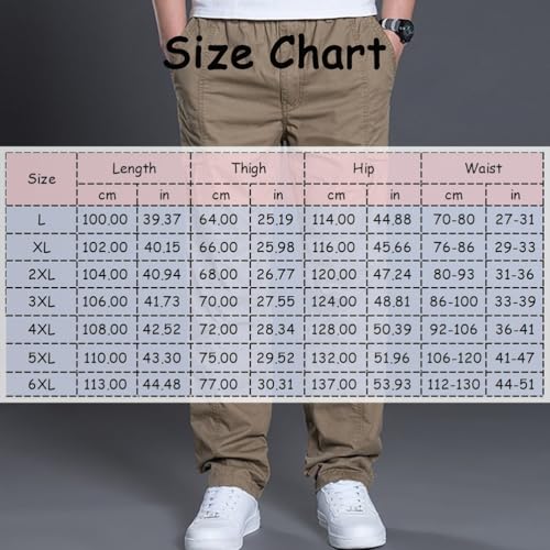Men's Casual Cargo Pants Elastic Waist Plus Size Straight Leg Loose Fit Comfortable Outdoor Sports Pants 5