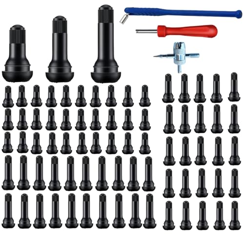 300 Pcs Tire Valve Stems TR412 TR413 TR414, Black Rubber Snap-in Tubeless Valves Stems with Replacement Tools for Car Tubeless Rim Holes on Standard Vehicle Tires