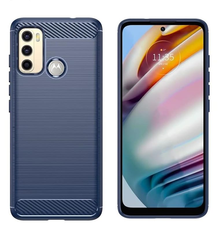 Image of NPRC Hybrid Ultra Slim Protective Case TPU Non-Slip Carbon Fiber Texture Shockproof Case Cover for Moto G40 - Blue