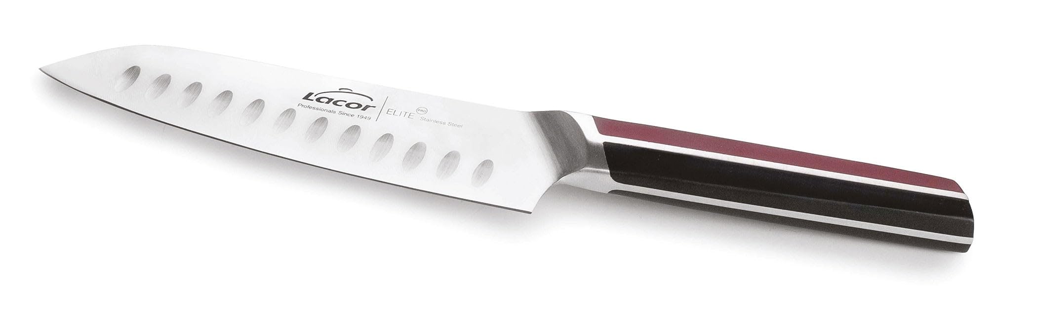 Couteau Santoku Elite LACOR 18 Cm - Acier Inoxydable Tranchant Pour Viande, Poisson Et Légumes