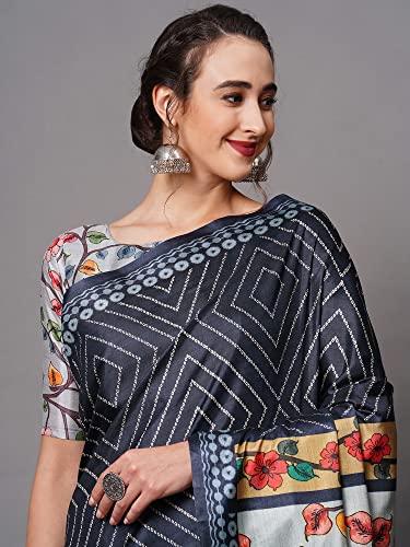 Image of AKHILAM Women's Dola silk Bandhani Saree With Unstitched Blouse Piece (Multicolored 7TISHA7 Parent)