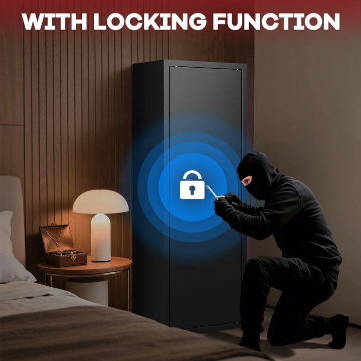 Image of Bonusall 12-15 Gun Safe for Rifles, Large Rifle Safe for 9 Rifles & 4 Pistols with Digital Keypad, Anti-Pry Steel Cabinet, Adjustable Shelves & Dual Alarm for Home