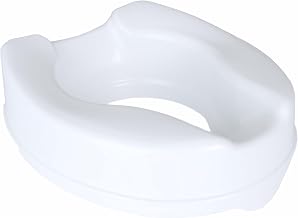 Homecraft Savanah Raised Toilet Seat, 4" High Without Lid, Adjustable | Supports up to 190kg (30st), No Dirt-trap Aperture, Non-slip Buffers, Quick Fit and Release, Wipe-clean Plastic