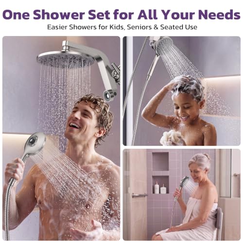 HOPOPRO Rain Shower Head with Handheld, 9" Dual Magnetic Shower Heads Combo - Image 4
