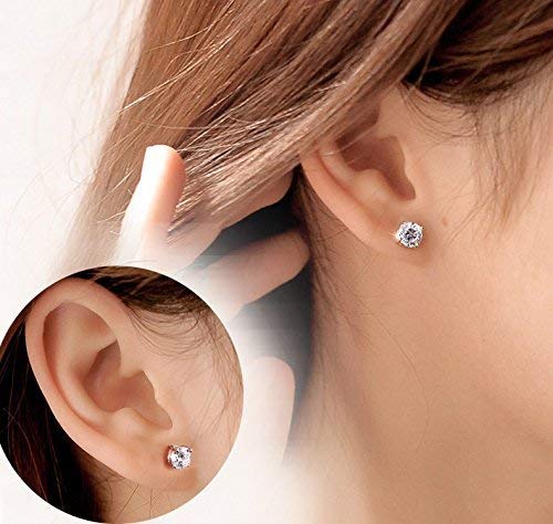 Pendientes de plata de ley 925 con circonitas y oro blanco plateado para hombre y mujer 5