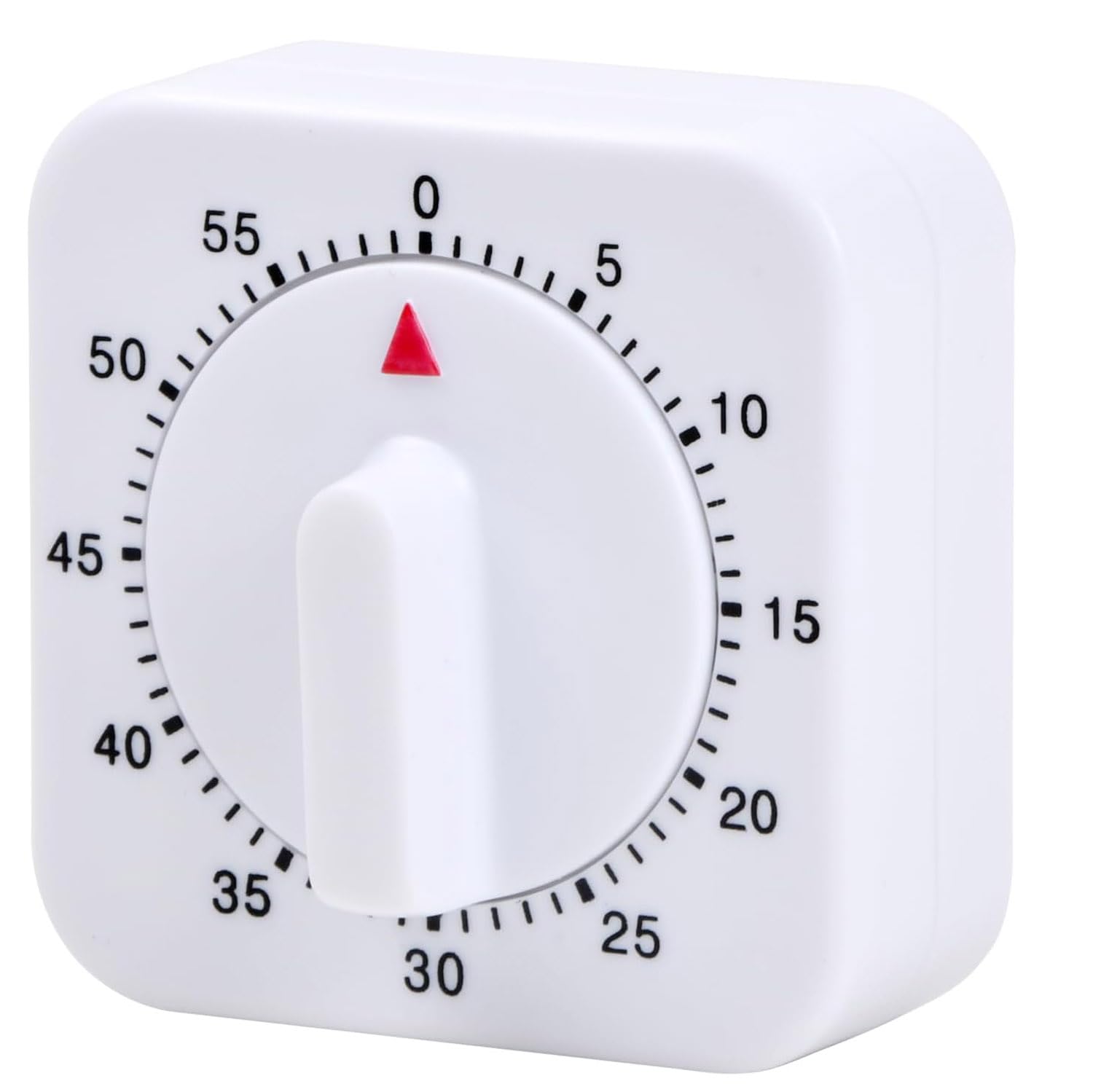 Xinyangmao White Kitchen Timer 60 Minutes / 1 Hour - Mechanical Countdown Alarm Reminder, Square Wind Up Egg Timer For Baking Boiling Cooking, Loud Audible Bell For Teachers Kids Seniors