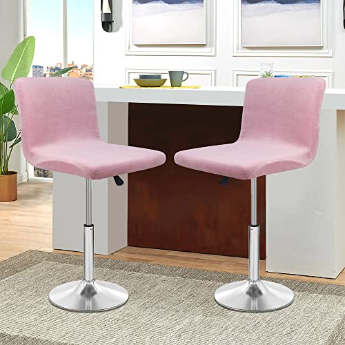 Sonnach Bar Stool Covers, Velvet Barstool Slipcovers With Back, Slipcovers For Short Stool (2, Pink) #TOP1