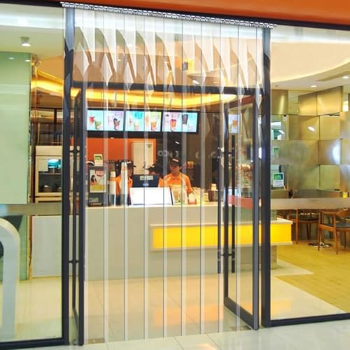 Tenda per Porta in PVC Trasparente - Tenda a Strisce da 1,9 mm di Spessore con Accessori di Montaggio per Magazzino, Garage, Centro Commerciale e Celle frigorifere (0,15x2,85 m/5,9x112 polli
