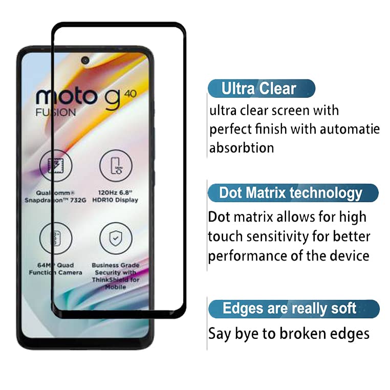 Image of Screen Protector for Motorola Moto G40 (Black) Tempered Glass Edge-to-Edge 6D Screen Guard With Installation Kit