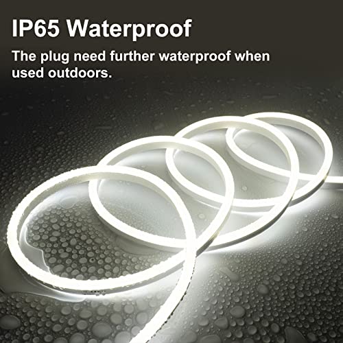 Surnie 50Ft/15M Led Neon Rope Lights - 110V Flex Strip Lights Outdoor Waterproof - 6000K Daylight White Flexible Diy Cuttable Connectable Light For Bar,Gaming Room,Commercial Building Use #TOP1