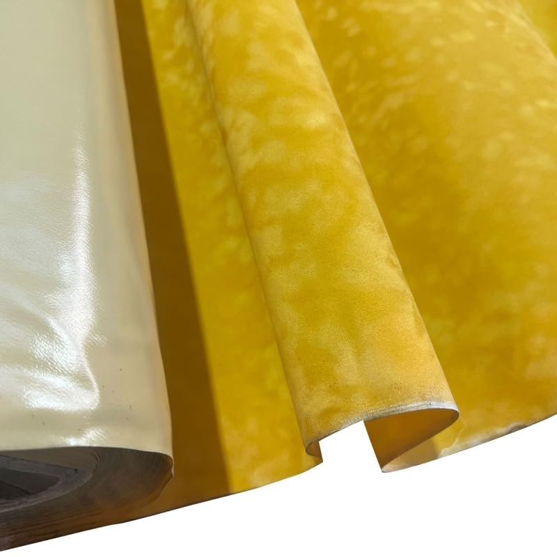 EU Fabrics PVC Faux Suede Fabric | PVC Backed Upholstery Material for Outdoor | Ideal for Wall Covering, Tablecloth, and Pet Bedding | Suedette Fabric by the Metre (Yellow, 1 Metre x 70cm)