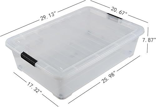Miniatura 2 de Caja de almacenamiento de plástico de 50 cuartos de galón debajo de la cama, contenedores de almacenamiento transparentes debajo de la cama con