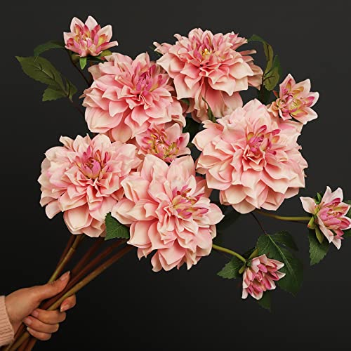 Glsateman Artificial Silk Flowers Dahlia 24'In Long Stem Flower 5 Pcs,Suitable For Wedding Decoration Bouquets,Core Decorations,Home Furnishings(Dark Pink) #TOP1