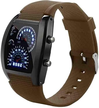 OLUYNG orologio da polso Moda uomo led luce flash turbo tachimetro orologio  sportivo quadrante contatore orologio Erkek Kol i, C : Amazon.it: Orologi