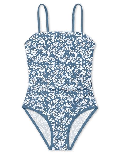 Image of Shallmu Girls One Piece Swimsuits Color Block Dual Crossback Straps with Cover Up Skirt Girl's Swimwear 9-16Y