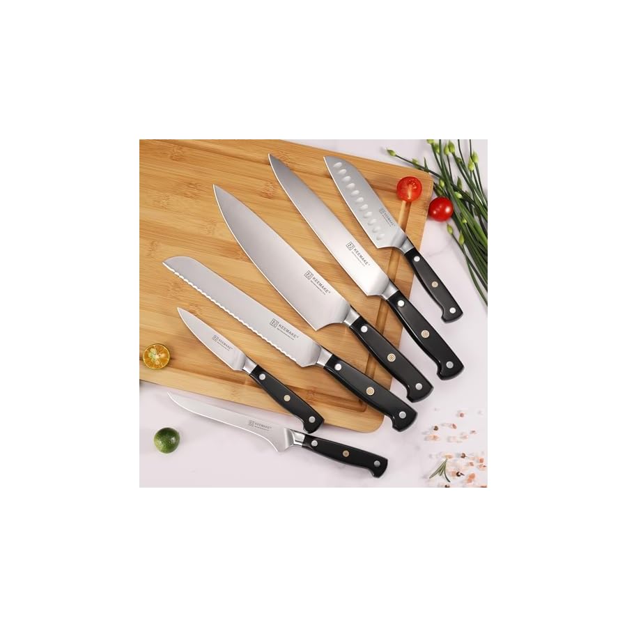 KEEMAKE-Chef-Knife-Set-6PCS-Ultra-Sharp-Kitchen-Knives-with-Ergonomic-Handle-High-Carbon-Stainless-Steel-Kitchen-Knife-Set-Forged-Cooking-Knife-Set-for-Slicing-Meat-Vegetable-Bread-And-Fruit KEEMAKE Chef Knife Set, 6PCS Ultra Sharp Kitchen Knives with Ergonomic Handle, High Carbon Stainless Steel Kitchen Knife Set, Forged Cooking Knife Set for Slicing Meat Vegetable Bread And Fruit