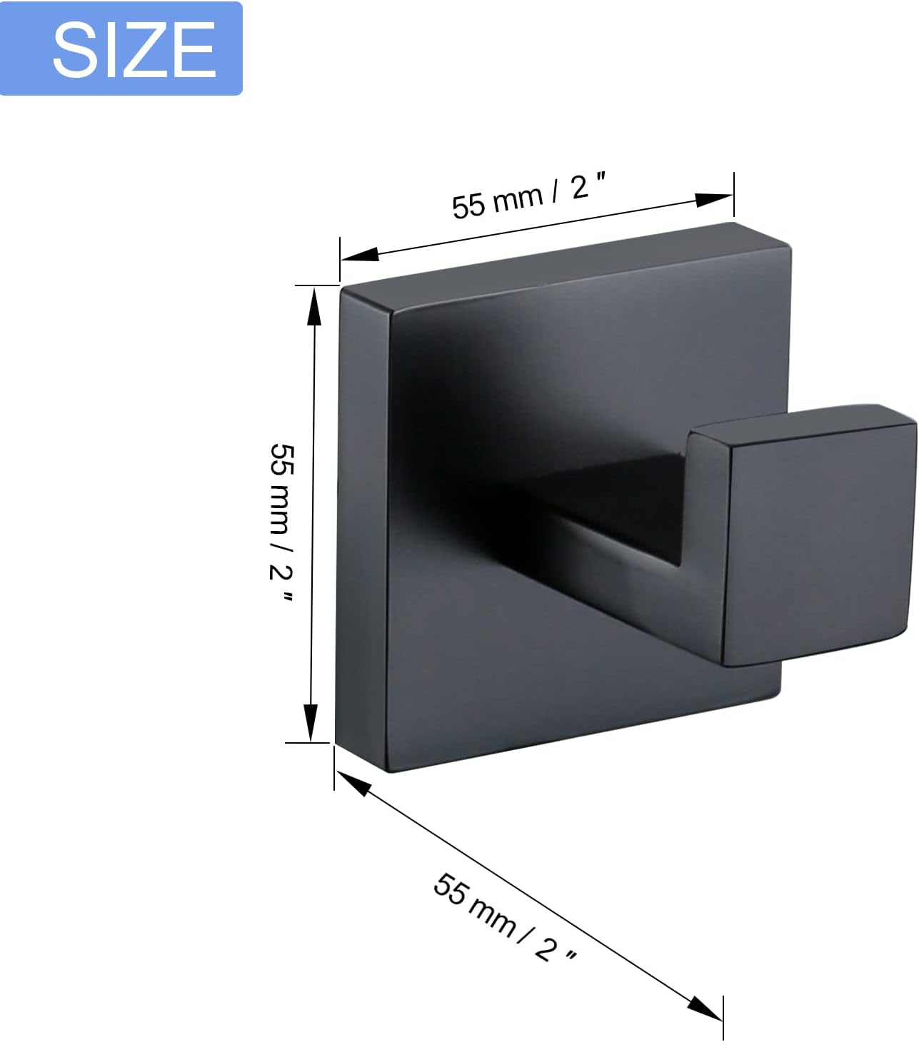 TQKAG Bathroom Square Towel Ring & Towel Hooks Coat Robe Clothes for Kitchen Bath Stainless Steel Wall Mounted, Black