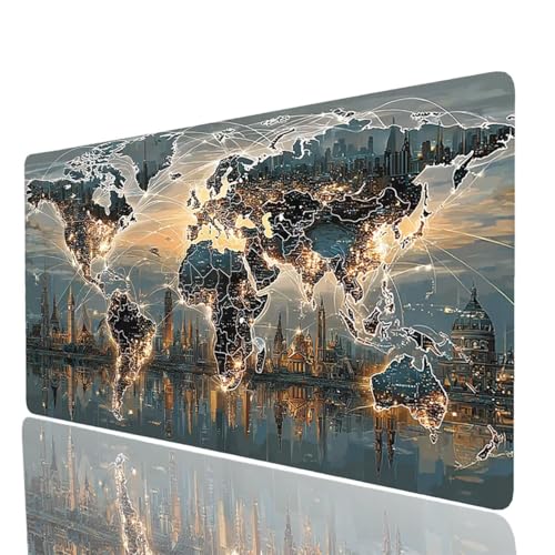 World Map Mouse Pad 32x16 Waterproof Desk Mat Model 5591