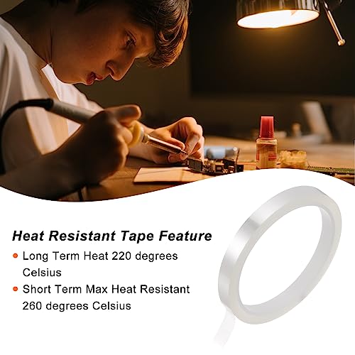 Image of HARFINGTON 4 Rolls Heat Tape High Temperature Heat Resistant Tape 10mmx33m(108ft) Sublimation Thermal Heat Transfer Tape for Sublimation Press No Residue, Clear